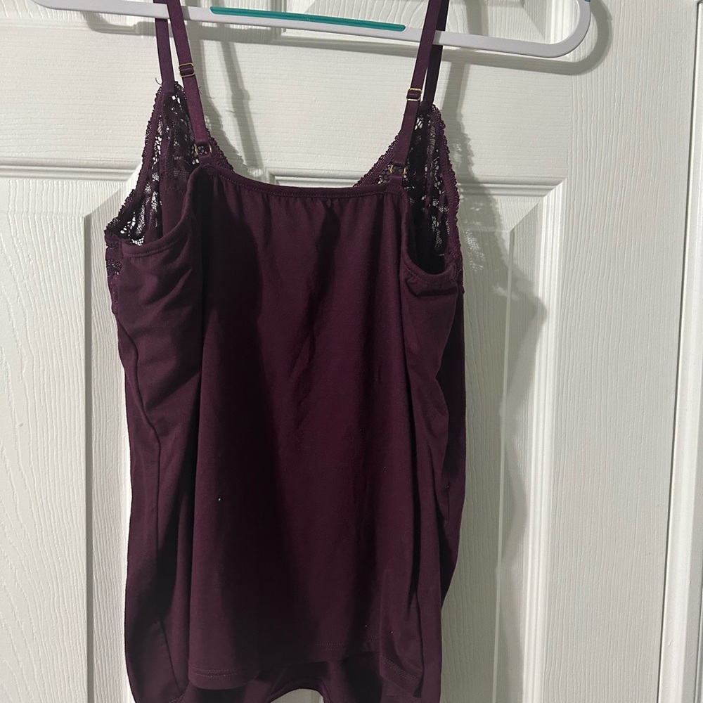 FLORA Intimates Plum Purple Lace Trim Camisole and Shorts Pajama Set Size XL - Picture 5 of 8